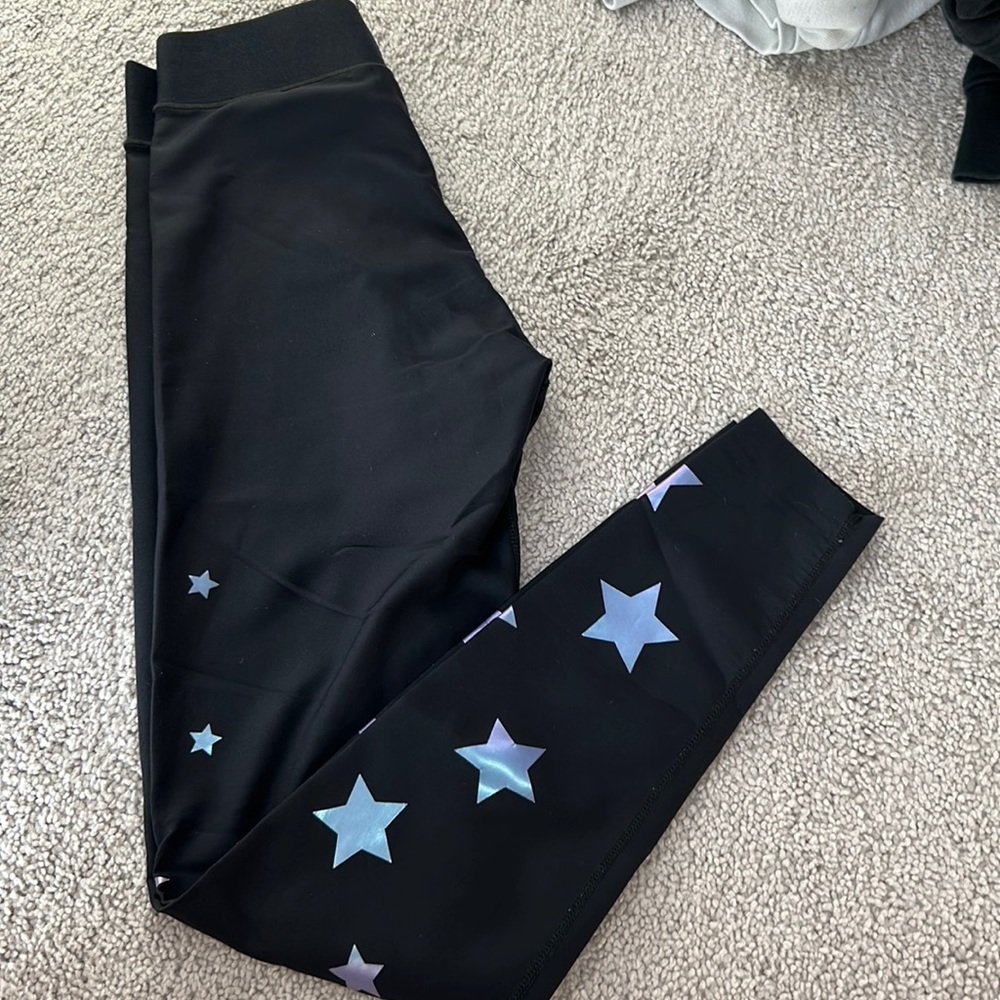 Ultracor Black Leggings With Iridescent Stars - image 1